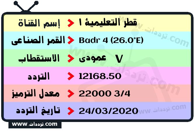تردد قناة قطر التعليمية 1 على القمر بدر سات 4 26 شرق 2024